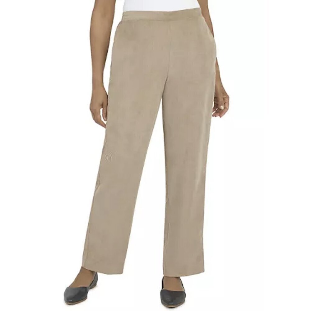 Alfred Dunner Beige Elastic Waist Faux Suede Pants Size 18
